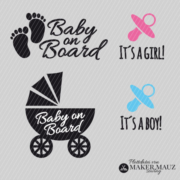 plotterdatei_baby_sprueche_maker-mauz-sewing Plotterdatei Baby on Board, It´s a Girl, Boy