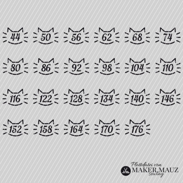Plotterdatei Größenlabel Etiketten Katze für Kinder Plotterdatei Größenlabel Etiketten Katze für Kinder