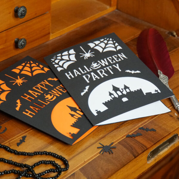 Karte zu Halloween plotten – Einladung und Grüße Halloweenkarte Plotterdatei