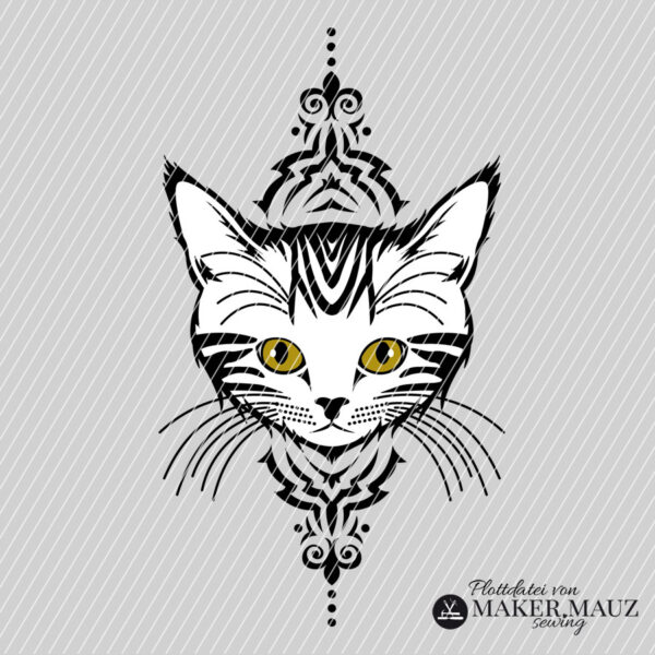 Katzenkopf Plotterdatei mit Ornamenten zum selber plotten Plotterdatei Katze Katzenkopf Ornamental