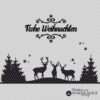 Plotterdatei einer Winterlandschaft mit Hirschen, Tannenbäumen und einem Frohe Weihnachten Schriftzug Plotterdatei Winterlandschaft Weihnachten