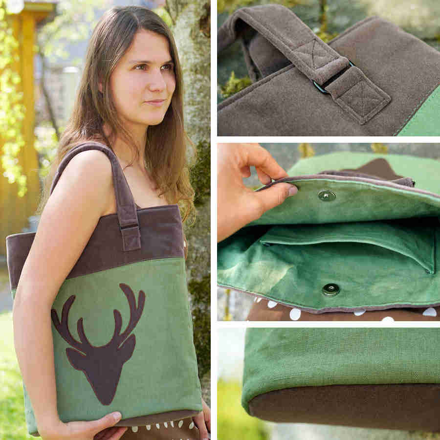 Tragetasche Hirsch Schnittmuster und Nähanleitung