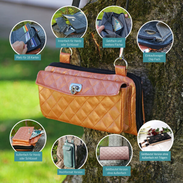 Schnittmuster für eine Handy-Tasche mit integriertem Geldbeutel Schnittmuster Geldbeutel Handytasche Money Cat