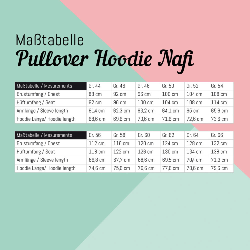 Maßtabelle Hoodie Männer