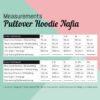 Size chart Pullover Hoodie Nafia Pattern Measurements Pullover Hoodie Nafia Pattern