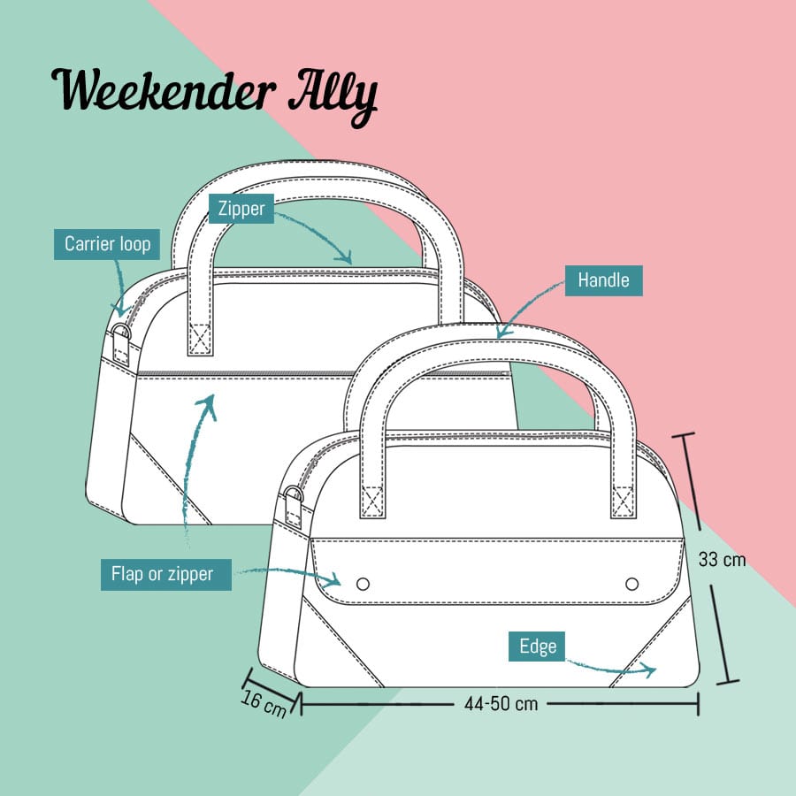 Sewing Pattern Weekender Ally Technical Drawing