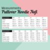 Size chart Pullover Hoodie Nafia Pattern Measurements Pullover Hoodie Nafi Pattern