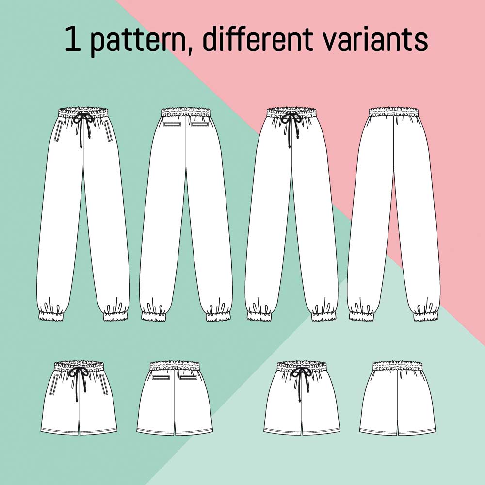 Sewing pattern sweatpants Manoah variants