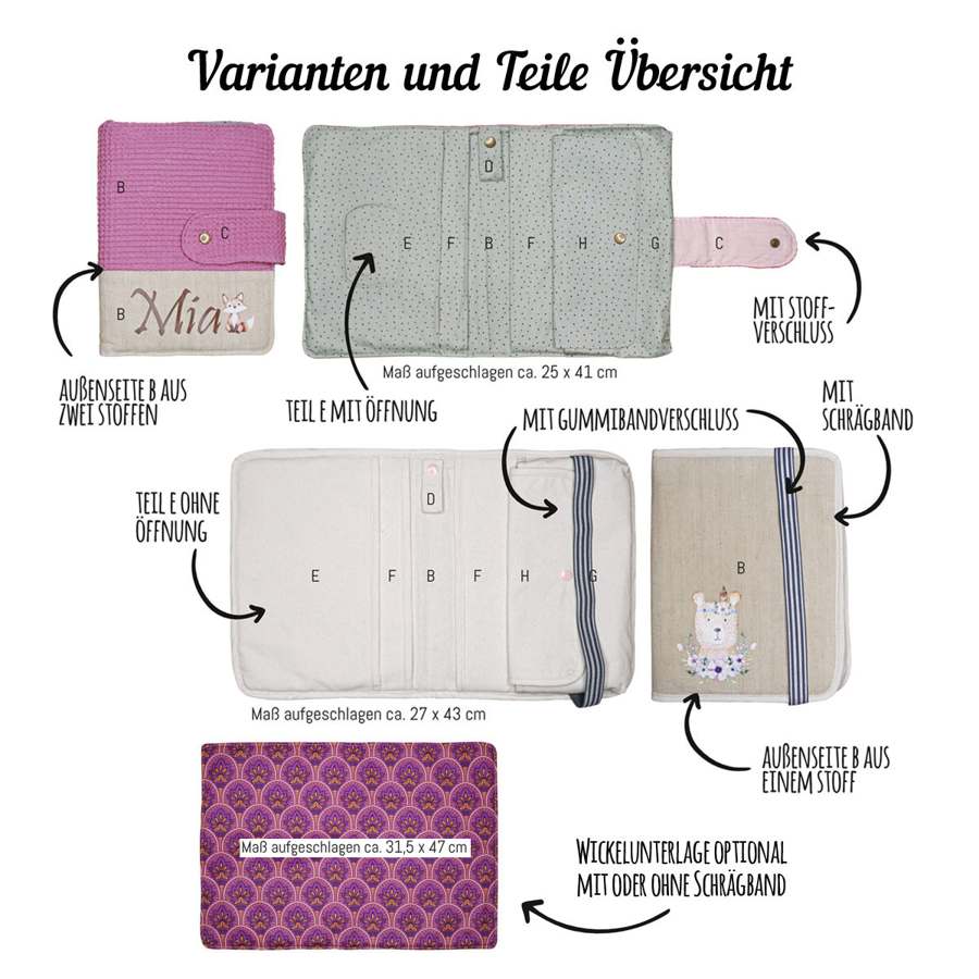 Schnittmuster Wickeltasche Mia Schnittmuster Wickeltasche Mia -Varianten Schnittmuster Wickeltasche Mia Übersicht